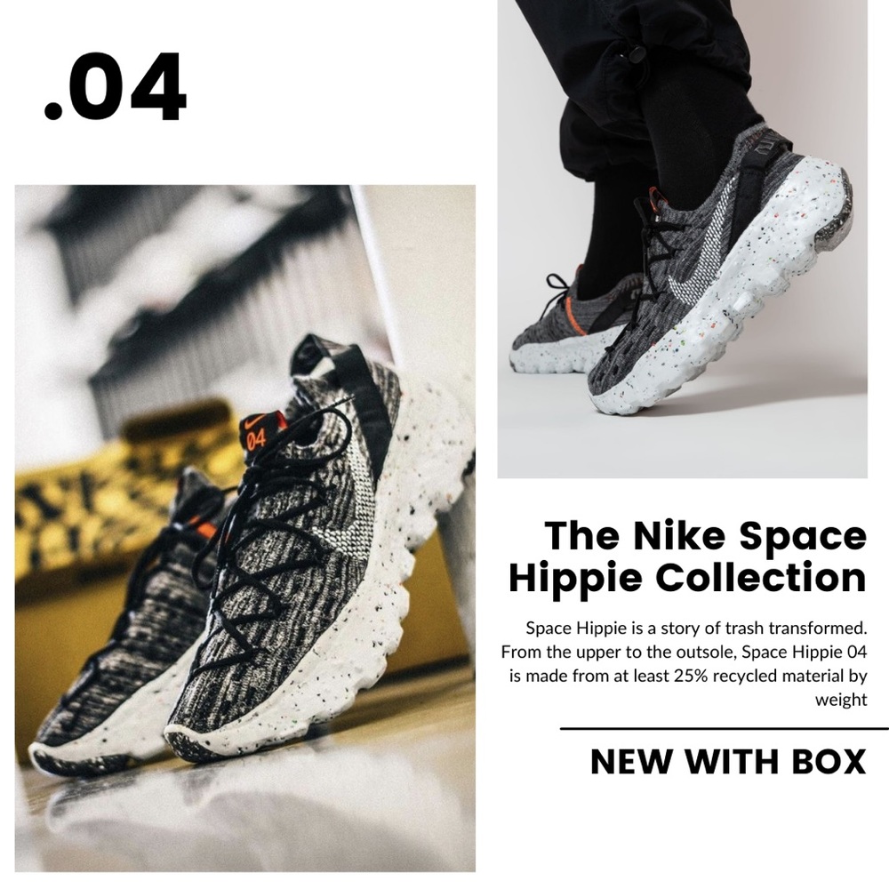 The Nike Space Hippie Collection
 
“Space Hippie 04” in Iron Grey (NWB)